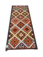 Böhmischer Kelim Hochwertiger Vintage Mehrfarbiger Handgewebter Baumwollteppich für Hochzeiten, Events, Flure, Bestickter Teppich PET