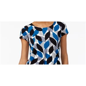 T-shirt da donna Alfani con orlo arrotondato e stampa, in poliestere traspirante, versione aderente in blu, taglie XXS e XS - Product Image 2