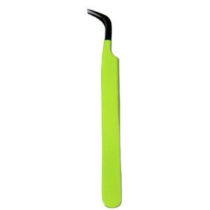 Ensemble de pincettes de couleur vert fluo, en acier inoxydable, pour extension inclinée, applicateur de cils, vente complète personnalisée - Product Image 1