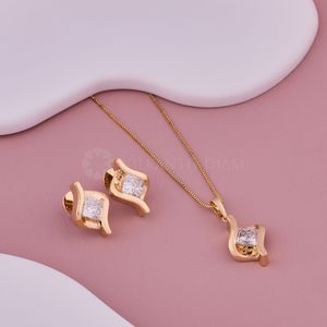 Juego de pendientes y colgantes de diamantes cultivados en laboratorio de princesa en oro sólido de 10K 14K 18K Regalo de Cumpleaños de aniversario de bodas para ella - Product Image 3