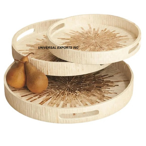 Plateau décoratif en nacre Plateau à chocolat design de forme ronde Plateau à chocolat en bois de luxe de taille personnalisée - Product Image 3