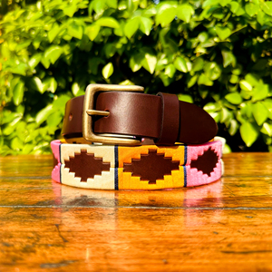 Ceinture de polo en cuir rose et moutarde pour jeunes avec boucle de qualité supérieure 100% ceinture en cuir véritable ceinture de luxe en cuir de polo - Product Image 1