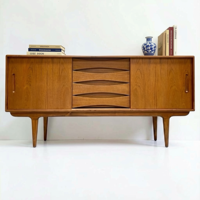 Aparador de Madera de Teca al por Mayor Directo de Fábrica, Estilo Moderno de Mediados de Siglo, Mueble Buffet para Sala de Estar, Almacenamiento, Proveedor Directo
