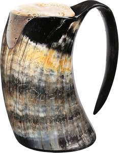 Authentique 100% Original Agate Viking Corne À Boire Tasse Nouveau Design Corne Naturelle Bière Tankard Inde Poli Sculpté Souvenir - Product Image 2
