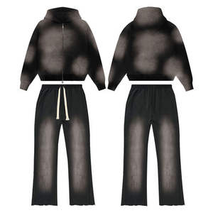 Ensemble de survêtement à capuche unisexe de style streetwear automne, dernière tendance, couleur personnalisée, manches longues, en vente - Product Image 3