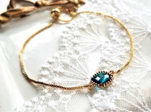 Pulsera delicada verde azulado, piedra de nacimiento CZ deslizante ajustable, regalo de diciembre, Plata de Ley 925, dama de honor chapada en oro de 14K - Product Image 2