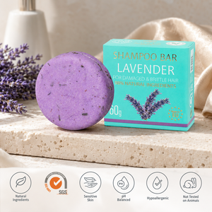 Handmade Organic Lavender Shampoo Bar Private Label Anti-Dandruff Nourishing Moisturizing Refreshing Solid Vegan 60g 2-in-1 - Product Image 2