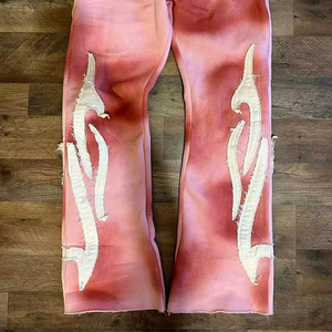Pantalon de survêtement décontracté pour homme, coupe droite, léger, taille mi-haute, effet usé, broderie, haute qualité, avec service OEM et prix bas - Product Image 2
