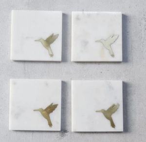 Sous-verres hexagonaux en laiton incrusté de marbre personnalisés et écologiques 4 pièces ensemble tapis de table de 4x4 pouces pour la maison hôtel restaurant bureau - Product Image 5