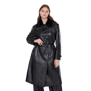 เสื้อโค้ทหนังยาวคลุมเข่าสำหรับผู้หญิง, เสื้อโค้ทหนังขนแกะสไตล์ลำลองกันน้ำระบายอากาศได้ใหม่ล่าสุด - Product Image 1