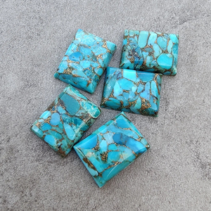 AAA + Calidad Natural Azul Cobre Turquesa Rectángulo Forma Cabujón Piedras preciosas sueltas Parte posterior plana Calibrado Todos los tamaños Piedras preciosas - Product Image 4