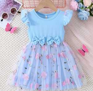 เสื้อกล้ามลายผีเสื้อสดใสสำหรับเด็กผู้หญิง2ชิ้นแขนกุดคอกลมผ้าโพลีเอสเตอร์ผสมผ้าโพลีเอสเตอร์เหมาะสำหรับงานปาร์ตี้ฤดูร้อน - Product Image 6