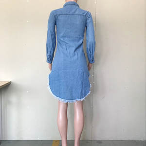 Abito casual in denim con semplici tecniche di lavaggio alla moda - Product Image 4