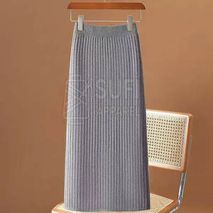 Jupe droite en tricot décontractée élégante pour femmes, coupe ajustée, mi-longue, écologique, respirante, taille naturelle, cachemire, usage quotidien au bureau, tout - Product Image 3