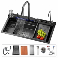 Évier de cuisine multifonction en acier inoxydable SUS304 avec robinet extractible, lave-tasses et kit d'accessoires – Fournisseur d'usine