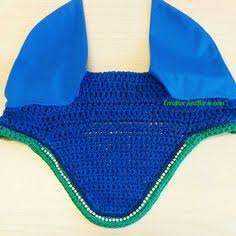 Bonnet d'oreille de cheval au Crochet élégant fait à la main avec garniture de paillettes voile de mouche durable pour l'entraînement d'équitation et ensembles assortis de compétition - Product Image 5