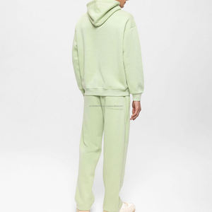 Ensemble survêtement et pantalon de jogging décontracté pour homme avec logo personnalisé, surdimensionné, couture contrastée, coton uni, survêtement de sport - Product Image 2