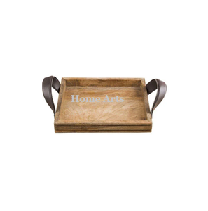 Plateau de service alimentaire en bois au design classique avec poignées en acier inoxydable, plateau de service alimentaire rectangulaire de la meilleure qualité - Product Image 5