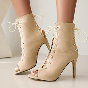 Botas de Baile de Salón/Latin Jazz de Gamuza para Mujer, Tacones Altos, Suelas de Goma, Zapatos de Baile para Actuaciones en Escenario para Adultos - Product Image 3