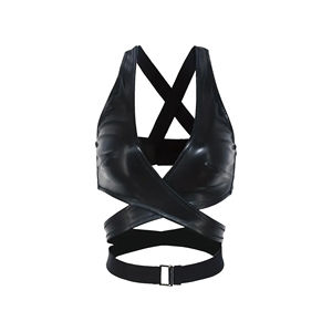 Corset en cuir pour femme, dos croisé, sans manches, avec détails de boucle, haut sexy, contrôle moyen - Product Image 1