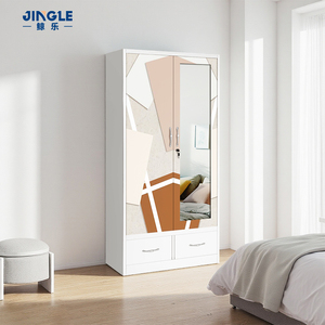 Armadio in Acciaio con Specchio <span class=keywords><strong>e</strong></span> Cassetto, Guardaroba in Metallo con 2 Ante a Battente per Conservazione Vestiti, Arredamento Camera da Letto in Ferro - Product Image 2