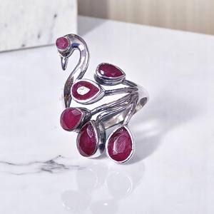 Bague en pierres précieuses faite à la main de conception de paon 925 bijoux fins en argent Sterling bague de Style traditionnel bijoux en argent en gros en vrac - Product Image 3