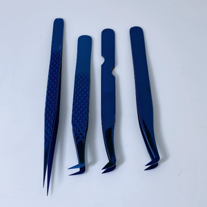 Pince à épiler couleur bleu plasma Pince à cils droite et incurvée en acier inoxydable de qualité supérieure - Product Image 3
