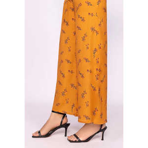 Pantalon évasé jaune pour femme, coupe ample, taille mi-haute, jambe large, en mousseline respirante, motif coloré, effet délavé, tailles XL à 3XL disponibles - Product Image 2