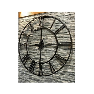 Fer noir forme ronde chiffres romains analogique Simple décorer horloge - Product Image 3