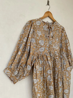 Vestido Maxi Casual Estilo Boho de Talla Única con Cuello Redondo, Mangas Largas, Cierre con Cordón, Cintura Natural, Ecológico, para Playa o Trabajo