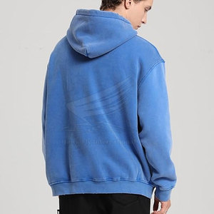 Nouveaux sweats à capuche décontractés pour hommes tendance, 100% coton molletonné, taille personnalisée, lavage à la pierre - Product Image 4