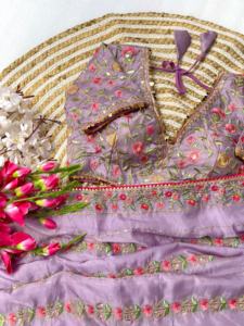 Nouvel arrivage Dernier design Saree en soie Teby pure et douce avec bordure et passepoil Broderie 3 mm Travail de séquence Grossiste d'Inde - Product Image 2