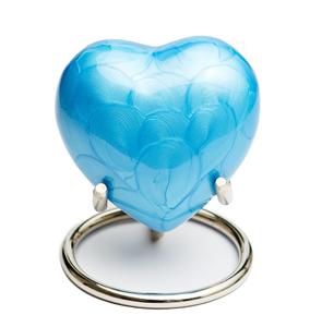 โกศสีฟ้าโลหะธรรมดาสำหรับขี้เถ้าขี้เถ้าขี้เถ้าของที่ระลึกที่ระลึกงานศพรักโกศตกแต่งหัวใจทองเหลืองพร้อมขาตั้งกำหนดขนาดเอง - Product Image 2