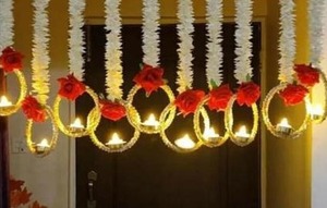 กุหลาบแขวนผนังพร้อมที่ใส่เทียนชาพวงมาลัยดอกมะลิของตกแต่งบ้านงานปาร์ตี้ฉากหลังเวทีเทศกาล - Product Image 3