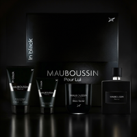 Mauboussin Pour Lui Black Woody Eau de Toilette Spray Coffret Cadeau 4 Pièces pour Homme Collection de Parfums Premium France Taille Standard