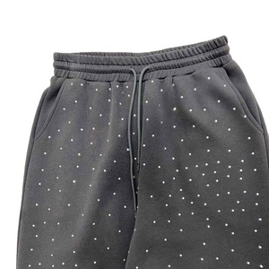 New Custom Best Quality & Breathable Winter Street Wear Solid Everyday Casual Polyester Cotton Rhinestone Tracksuit - Product Image 4