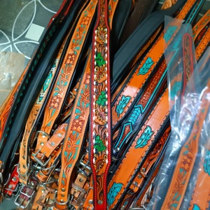 New Trendy Leather Soft Padded Western Tooled Pet Collar Luxury Design Tooled Dog Collar Leather Dog Belt at Wholesale Price - Product Image 3
