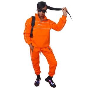 Conjunto Deportivo Naranja para Hombre, Sudadera con Media Cremallera, Pantalones Jogger, Ropa Deportiva Informal, Algodón, Unisex - Product Image 6