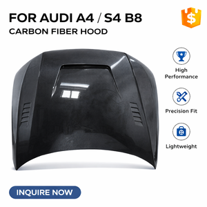 Capot en fibre de carbone avec aération pour Audi A4 / S4 B8 (2008-2012) |   Remplacement du capot avant de style <span class=keywords><strong>V</strong></span> |   Ajustement de style OEM - Product Image 1