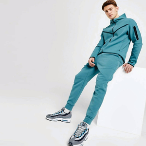 OEM Design Hommes Tech Polaire Survêtement Full Zip Hoodie Joggers Sweatpants Sweatsuit 69% Coton 31% Polyester Zinc Bleu Grande Taille - Product Image 2