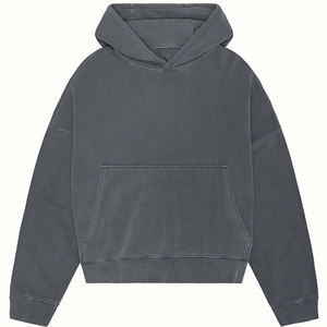 Sweat-shirt à capuche gris foncé délavé pour homme, uni, surdimensionné, en molleton, personnalisable, streetwear, sweat-shirt vierge, fournisseur en gros, marque privée - Product Image 1