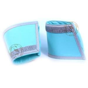 Manchettes maçonniques manchettes en tissu de couleur bleue personnalisées avec double tresse et décoration en dentelle brodée - Product Image 4