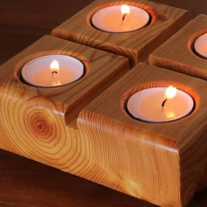 Portavelas de Madera Artesanal de Alta Calidad de HF Crafts, Decoración Única para el Hogar para Navidad, Cumpleaños, Día de San Valentín, Logotipo Personalizado - Product Image 1