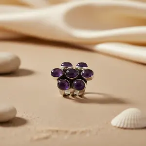 "Moissanite <b>Ring</b> <b>for</b> <b>Women</b> with 925 Silver and Amethyst Gemstone" - Product Image 2