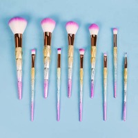 Pinceaux de maquillage pour le visage de haute qualité, en gros, de luxe, professionnels, à marque privée, 10 pièces, poils synthétiques, manche en bois