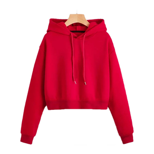 Sudaderas con capucha de poliéster para mujer con capucha de manga larga recortada Sudaderas con capucha lisas de gran tamaño informales del fabricante de Bangladesh - Product Image 4