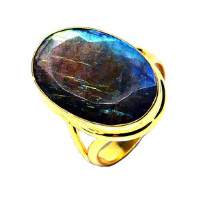 Clásico 925 plata esterlina fiesta desgaste chapado en oro azul Topacio labradorita Tsavorita anillo de piedras preciosas accesorio de joyería de moda - Product Image 1