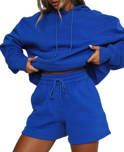 Sudadera con capucha y conjunto corto para mujer, chándal de verano de dos piezas con estilo, traje de moda informal, ropa de calle, ropa de entrenamiento para gimnasio - Product Image 6