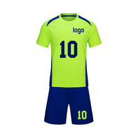 Uniforme de Fútbol, Jersey y Pantalones Cortos Sublimados con Logotipo Personalizado, Conjunto de 10 Piezas, Transpirable, de Secado Rápido y Ligero