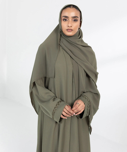 Luxury Islamic Women <b>Abaya</b> Dress Cotton Polyester Floor Length High Neck Four-Way Stretch Modest Wear for Daily and <b>Prayer</b> Use - Product Image 5